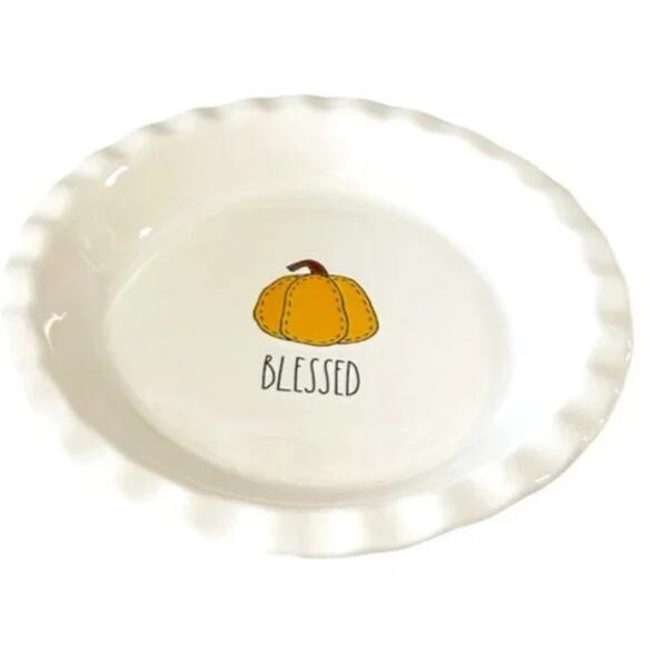 Rae Dunn Other - Rae Dunn BLESSED Pumpkin Pie Plate Dish 10.5" Fall Thanksgiving NEW
